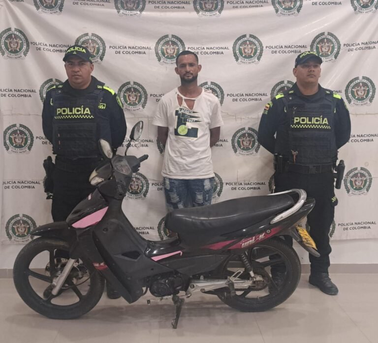 Captura en flagrancia: Hombre detenido por intento de hurto de motocicleta en Riohacha