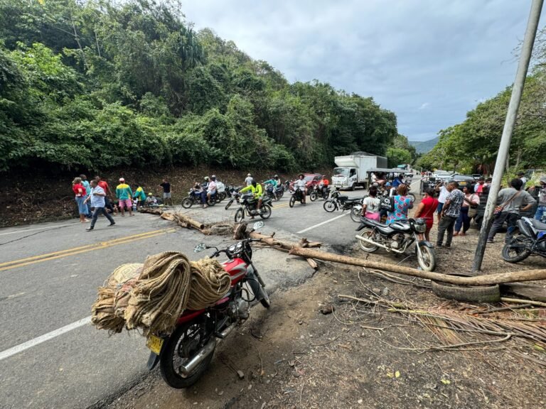 Habitantes de Palomino, en Dibulla, se cansaron del servicio de la empresa Air-E: bloquearon la troncal del caribe