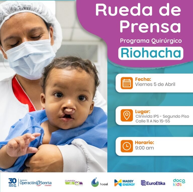 Jornada de valoraciones y cirugías gratuitas en Riohacha para niños y niñas con labio fisurado y/o paladar hendido