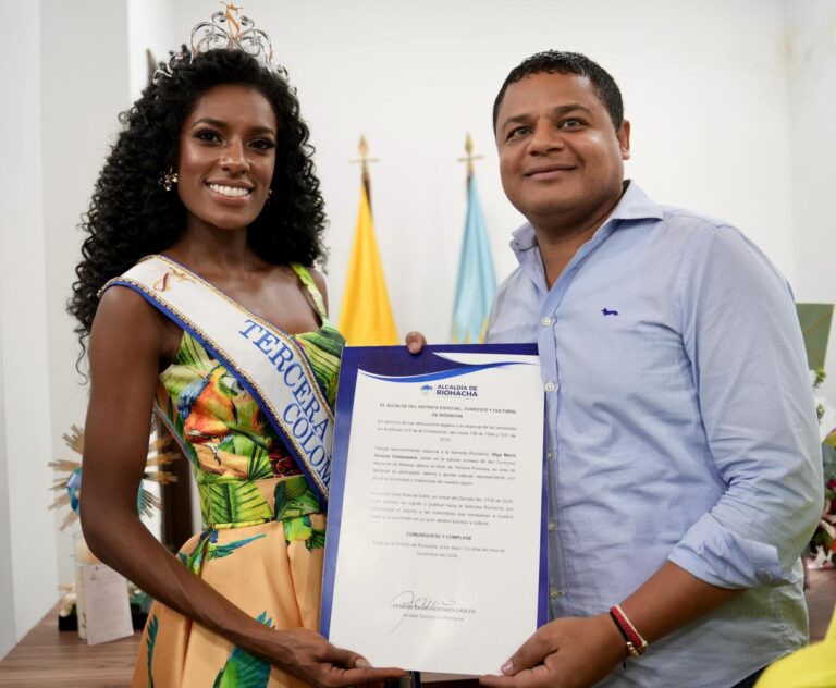 Alcalde Genaro Redondo realizó reconocimiento a la Señorita Riohacha por su participación en el Concurso Nacional de Belleza