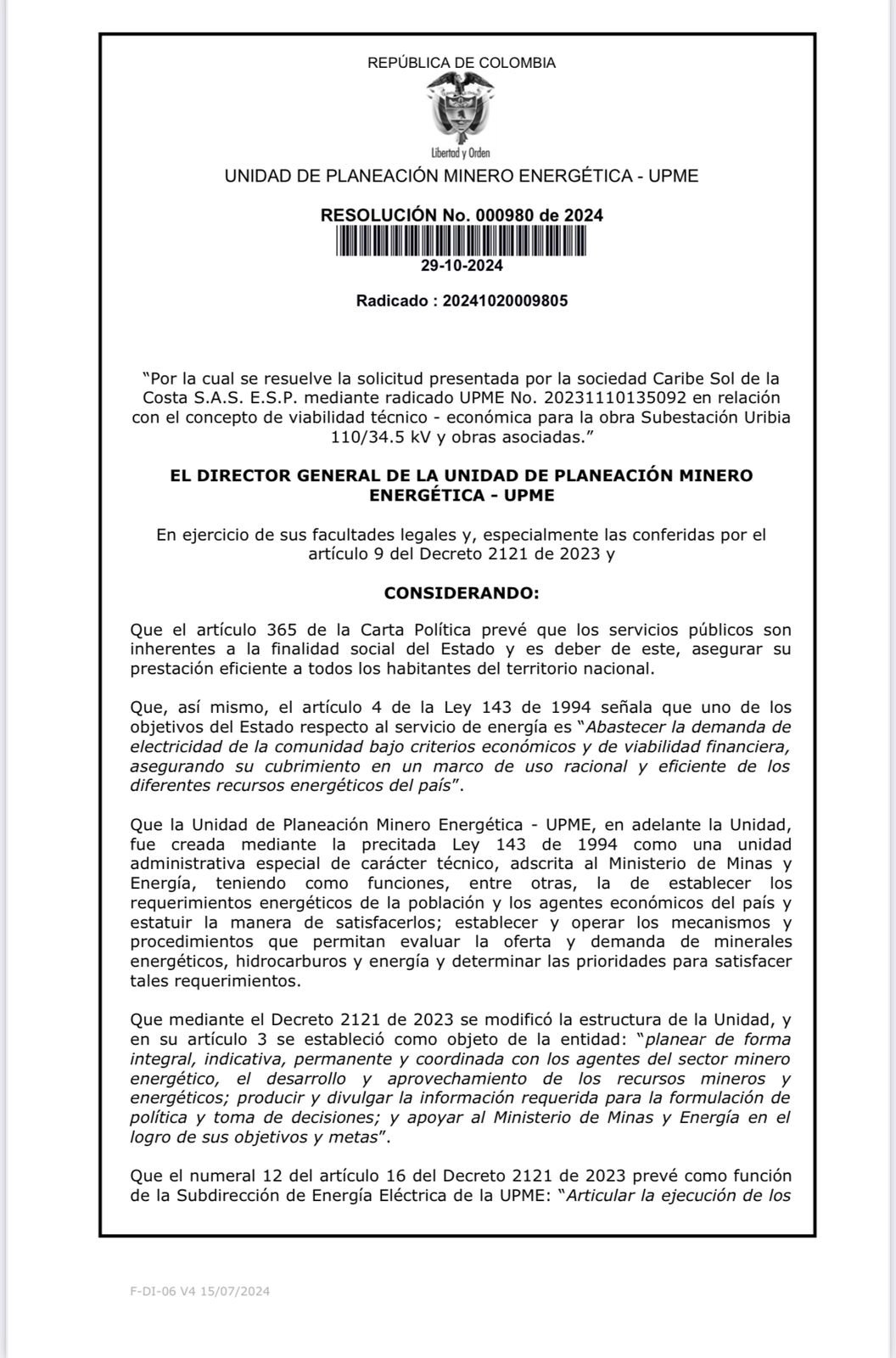 “Con resolución de UPME se logra asegurar subestación y línea 2 para acabar con fluctuaciones en Uribia y Manaure”: Gobernador de La Guajira