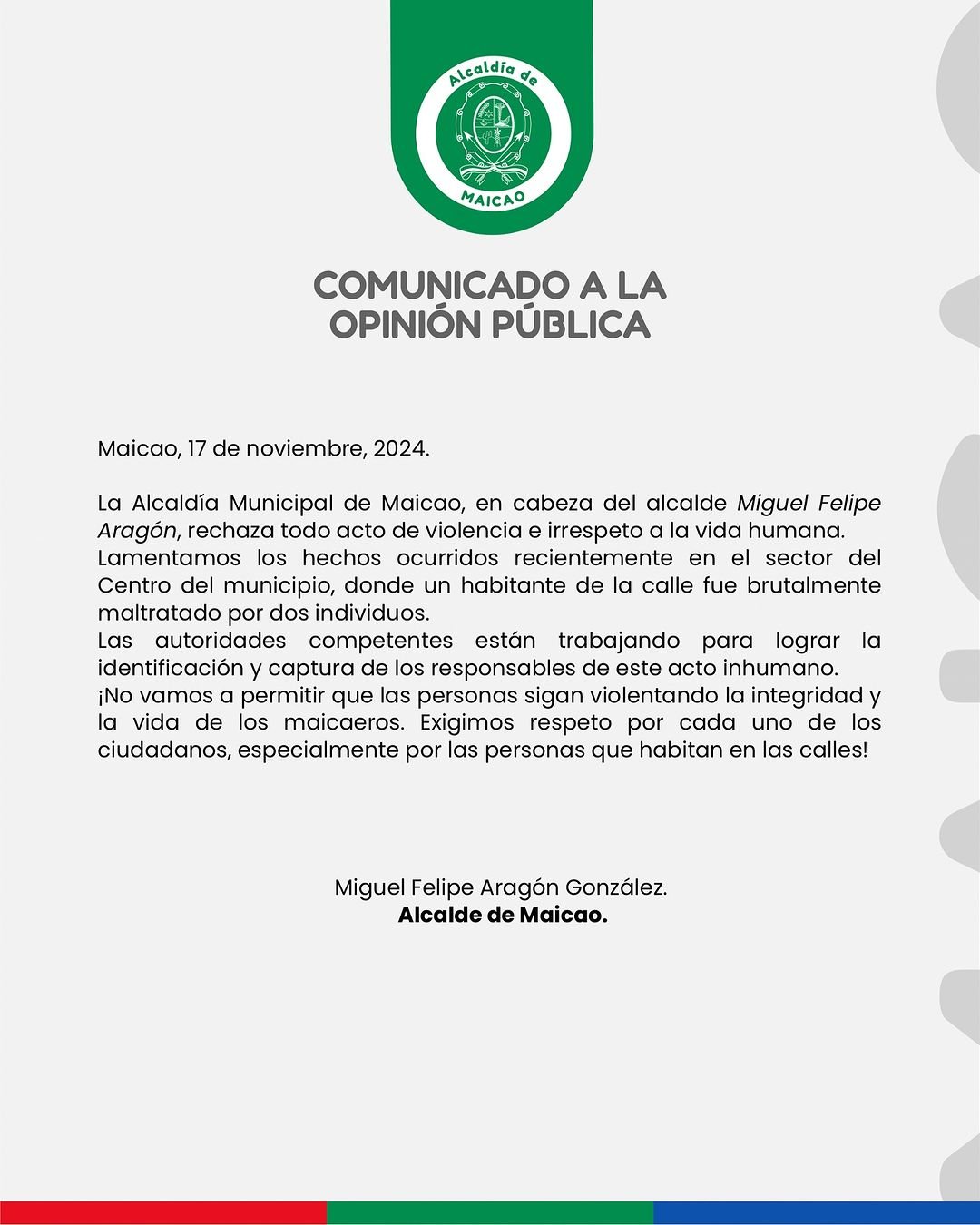 Alcaldía de Maicao rechazó ataque contra habitante de la calle y exige la captura de los victimarios que cometieron el hecho