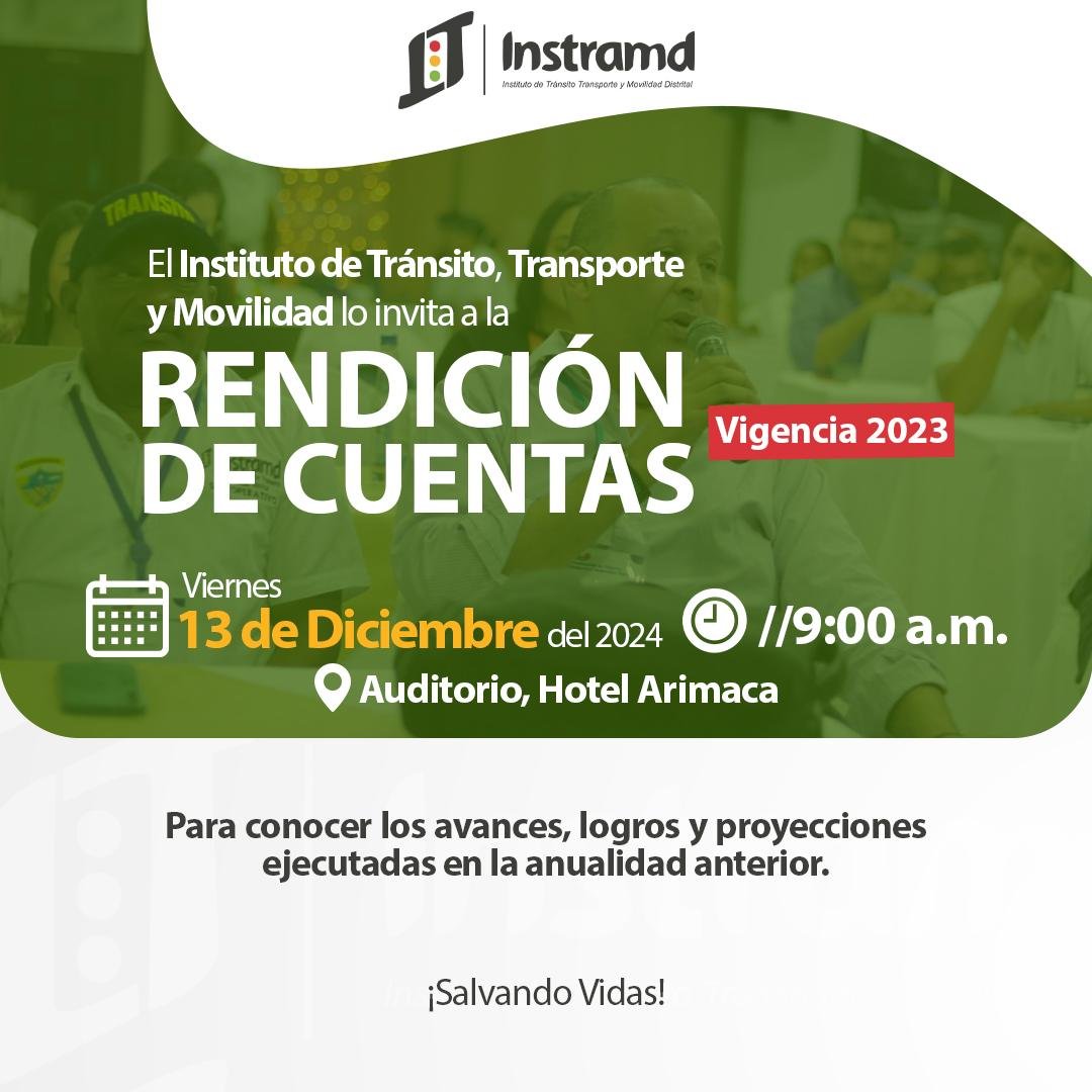 El Instituto de Tránsito, Transporte y Movilidad de Riohacha invita a su Rendición de cuentas, vigencia 2023