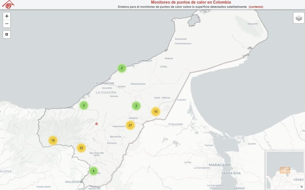 Corpoguajira advierte sobre riesgo de incendios forestales tras detectar 81 puntos de calor en el departamento