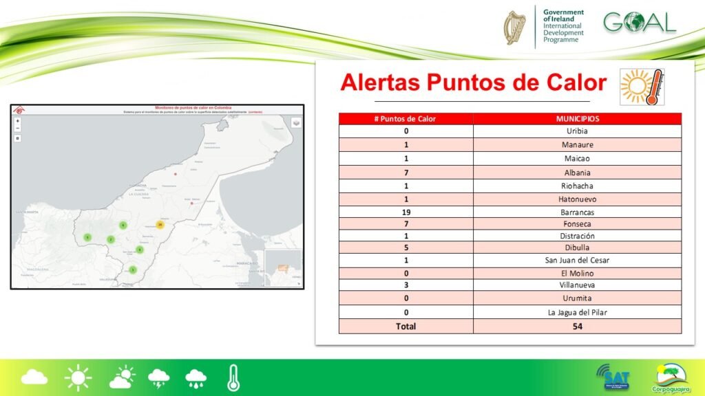 Sistema de Alertas Tempranas de Corpoguajira advierte sobre altas temperaturas y riesgo de incendios forestales