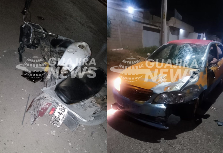 Accidente entre automóvil y motocicleta deja una persona fallecida y otra herida en Riohacha