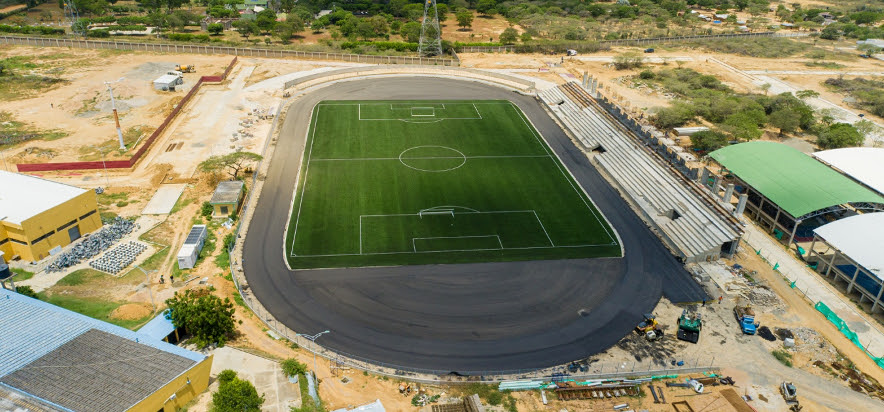 Avance del proyecto de construcción de un escenario deportivo en Uniguajira Sede Riohacha