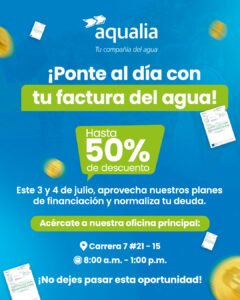 Póngase al día con su factura del agua este 3 y 4 de julio en la jornada especial de Aqualia