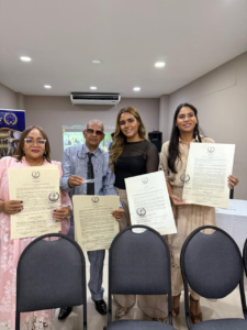 Los periodistas Mavisb Granadillo, Marcos Barros Pinedo, Rita Pimienta y Angélica Orcasitas, jefe de prensa de Telecaribe quien asistió en representación de Ismael Fernández Gámez.