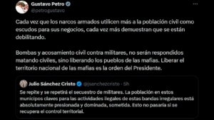Presidente Gustavo Petro ordenó liberar el territorio nacional de las mafias