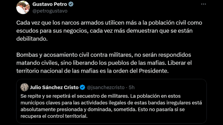 Presidente Gustavo Petro ordenó liberar el territorio nacional de las mafias