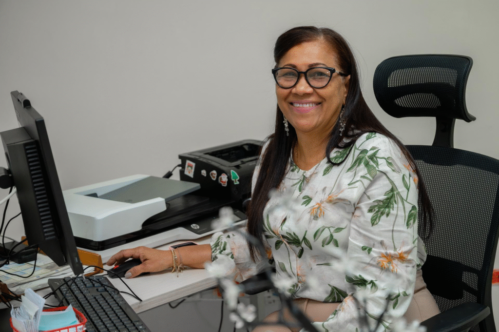 Dominga Pinedo Vanegas, en su espacio actual de trabajo